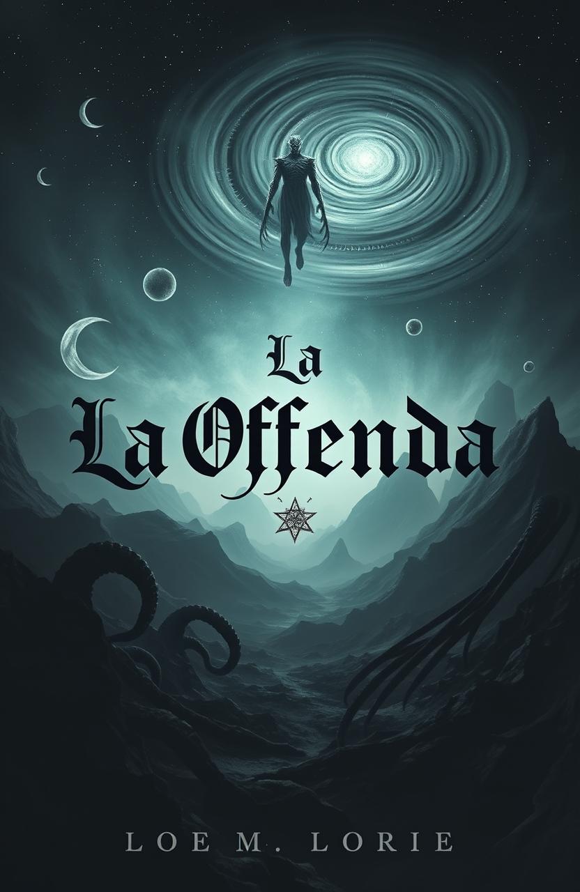 An unsettling and immersive book cover for a cosmic horror novel titled 'La Ofrenda'