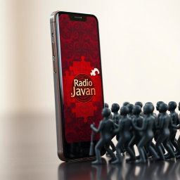 A sleek smartphone standing upright featuring a vibrant red puzzle design with intricate patterns