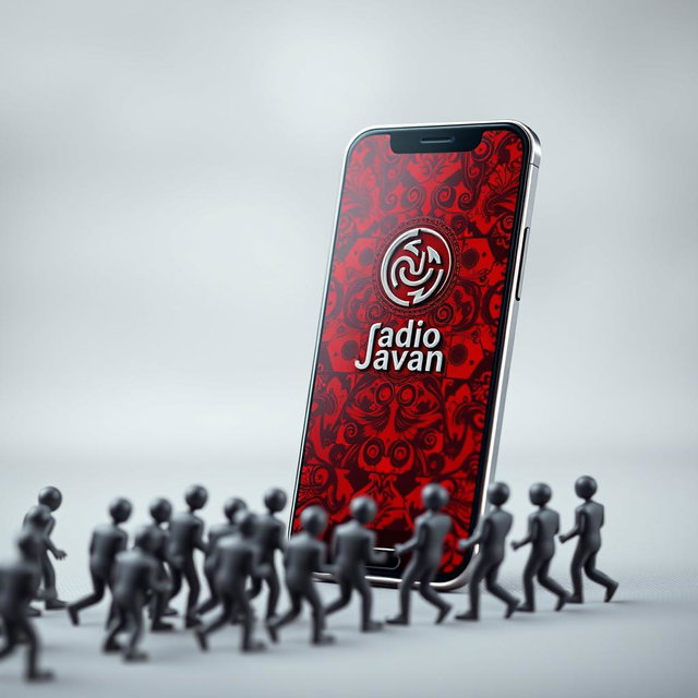 A sleek smartphone standing upright featuring a vibrant red puzzle design with intricate patterns