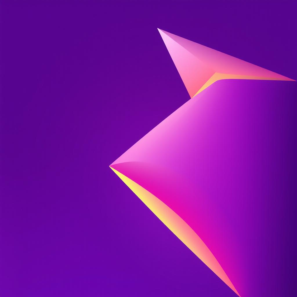 A vibrant, abstract composition featuring conical corners, elegantly merging into a rich purple background