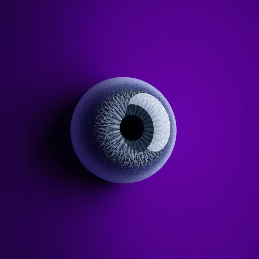 A detailed and artistic representation of a conical cornea against a striking purple background