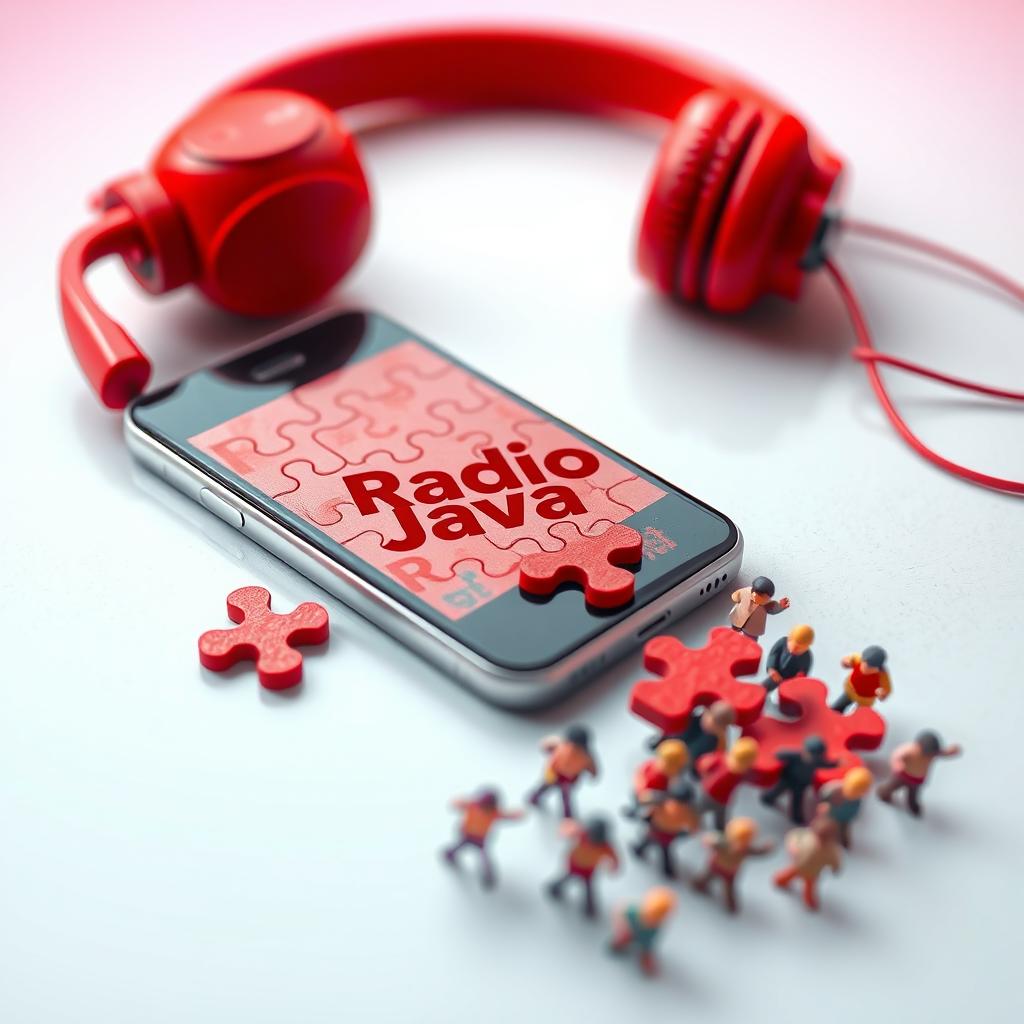 A creative image featuring a smartphone placed on a flat surface, adorned with headphones resting on top