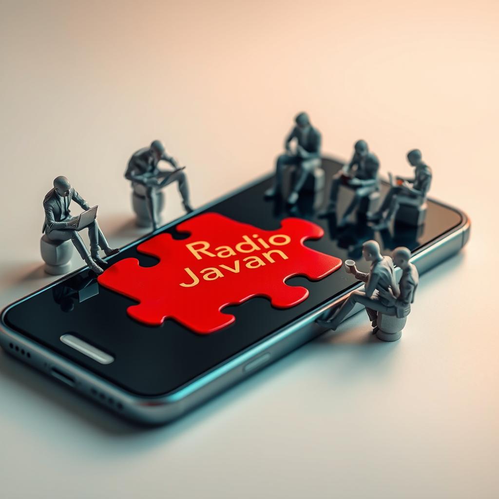 A smartphone lying on a surface with its screen divided into a vibrant red puzzle design