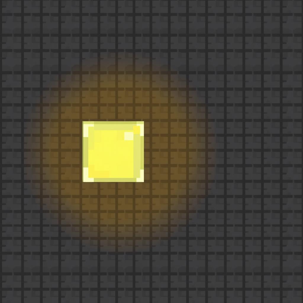 A small, pixelated light source represented as an 18 by 18 pixel square in Minecraft style, glowing softly