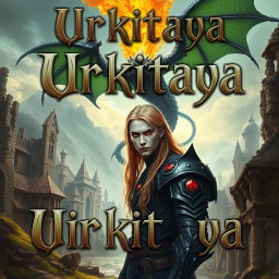 A stunning portrait of a book titled 'Urkitaya,' featuring the title in an ornate Gothic font that captures the essence of fantasy