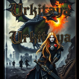 A captivating portrait of a book titled 'Urkitaya', prominently featuring the title in an elaborate Gothic font that evokes a dark fantasy atmosphere
