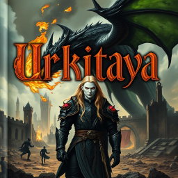 A captivating portrait of a book titled 'Urkitaya', prominently featuring the title in an elaborate Gothic font that evokes a dark fantasy atmosphere