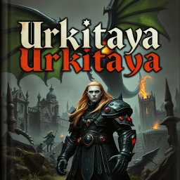 A captivating portrait of a book titled 'Urkitaya', prominently featuring the title in a striking Gothic font that adds a dramatic flair