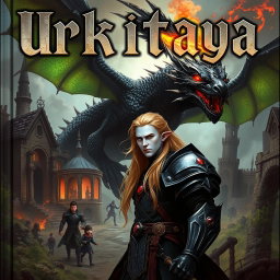 A captivating portrait of a book titled 'Urkitaya', prominently featuring the title in a striking Gothic font that adds a dramatic flair