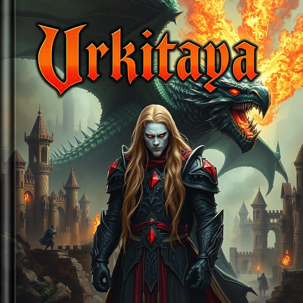 A captivating portrait of a book titled 'Urkitaya,' prominently displaying the title in a stunning Gothic font that adds an air of mystery
