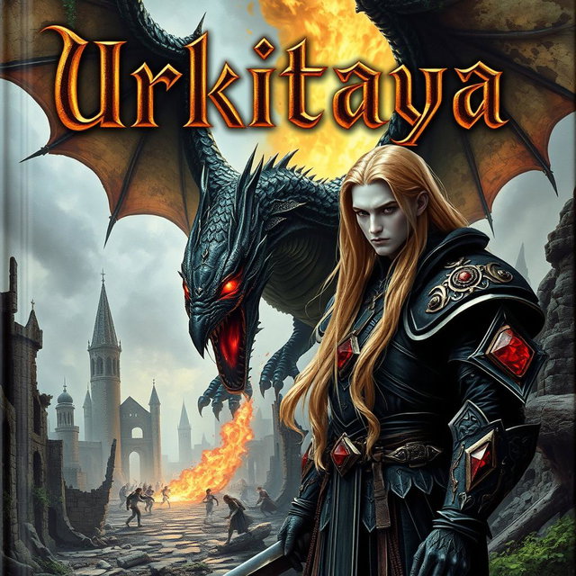 A captivating portrait of a book titled 'Urkitaya,' prominently displaying the title in a stunning Gothic font that adds an air of mystery