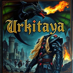 A stunning portrait of a book titled 'Urkitaya', prominently featuring the title in an intricate Gothic font that adds a dramatic and enchanting touch