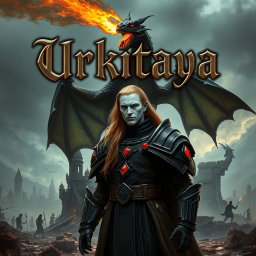 A striking portrait of a book titled 'Urkitaya', prominently showcasing the title in an elaborate Gothic font that captures attention