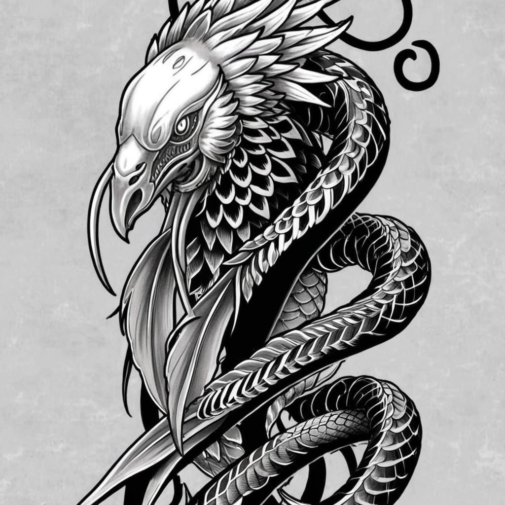 Majestic Eagle Meets Fierce Dragon Tattoo Design