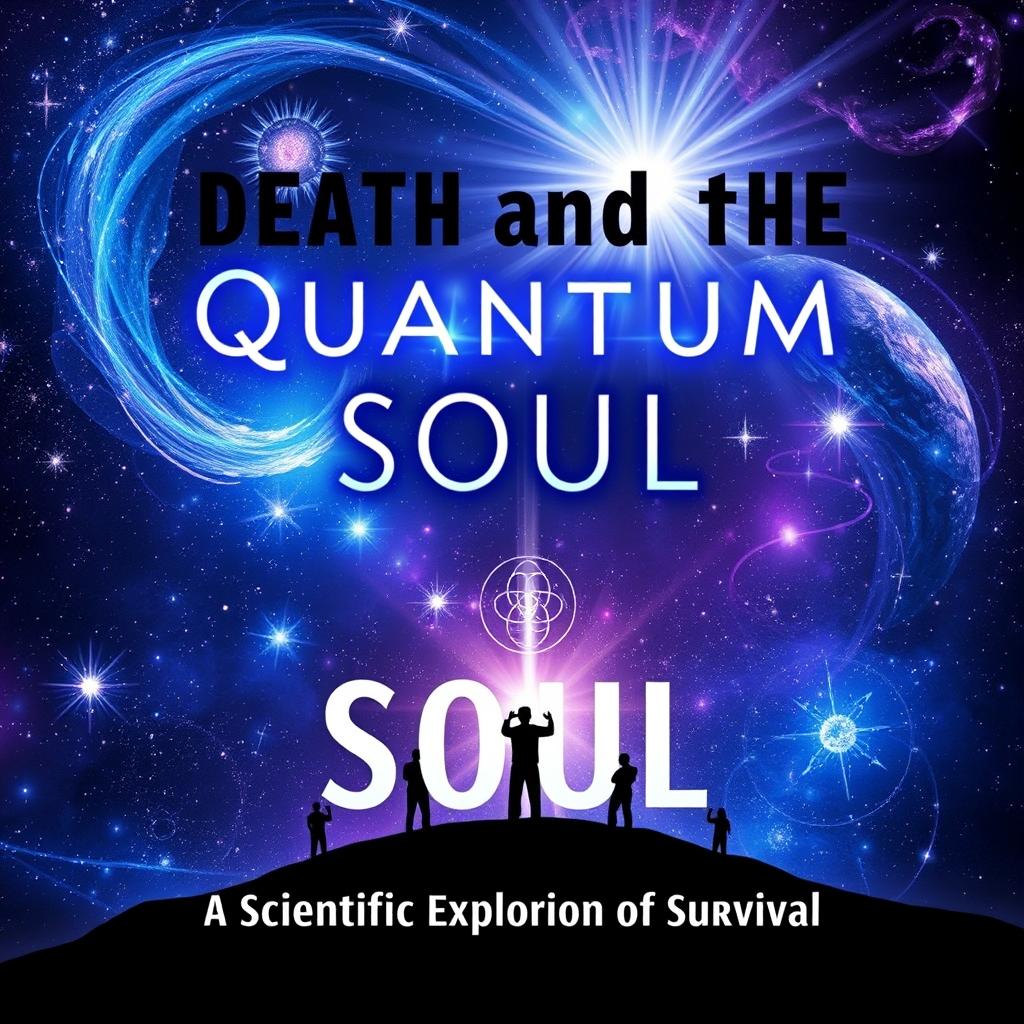 An intriguing and visually stunning book cover design for 'Death and the Quantum Soul: A Scientific Exploration of Survival'