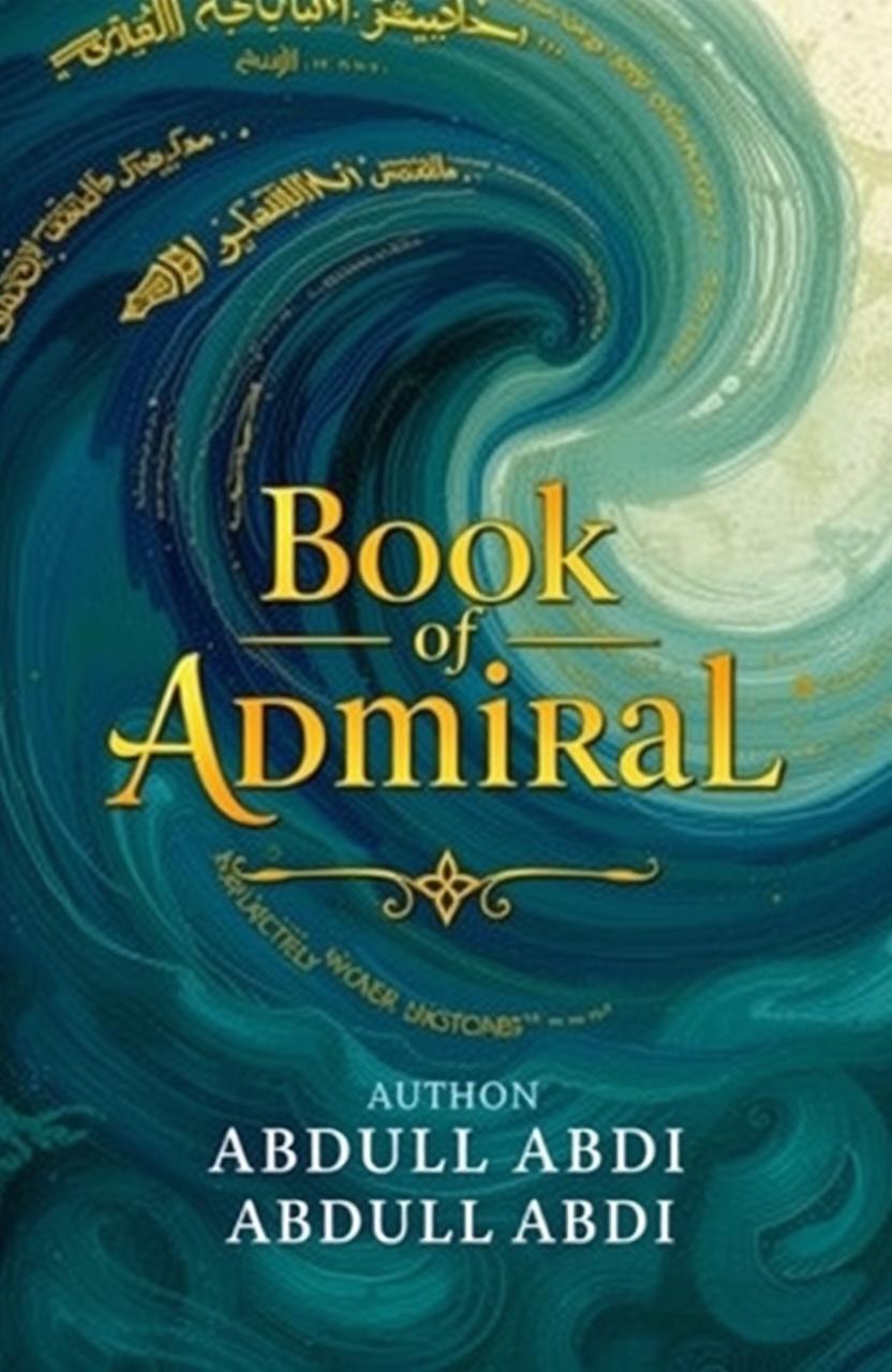 A creatively designed book cover for 'Book of Admiral' featuring abstract elements that evoke a sense of adventure and exploration without depicting any ships or ocean scenes