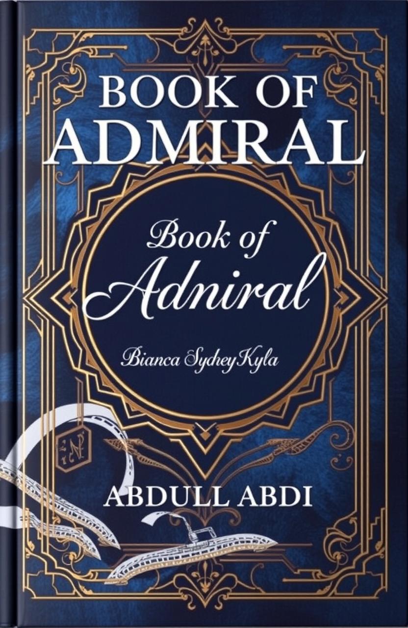 A visually striking book cover titled 'Book of Admiral' featuring a stylized abstract design that conveys themes of adventure and exploration without depicting any ships or ocean elements