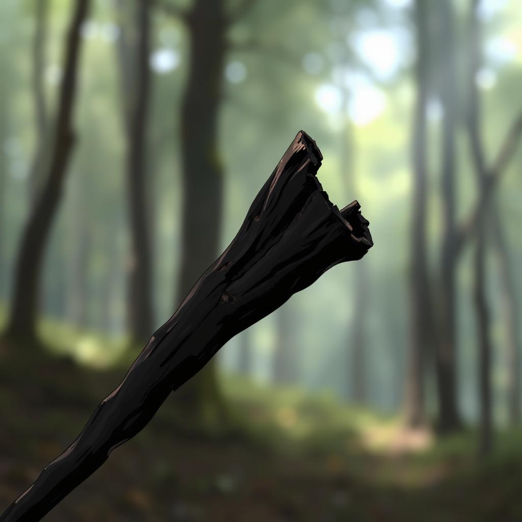 A minimalist illustration of an old, burned staff resembling a simple stick