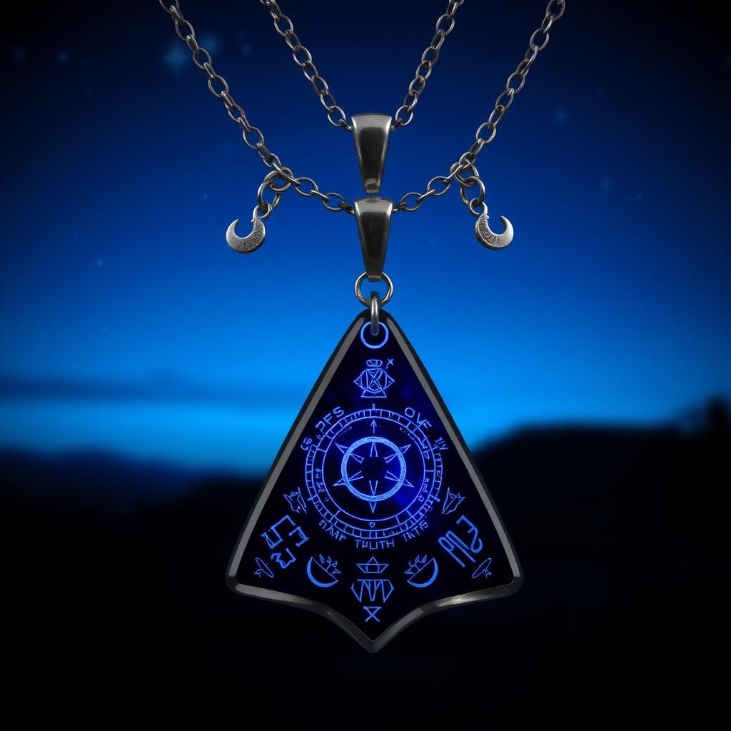 A beautifully crafted necklace designed for communicating with the dead, featuring a striking triangular pendant that symbolizes connection to the spiritual realm