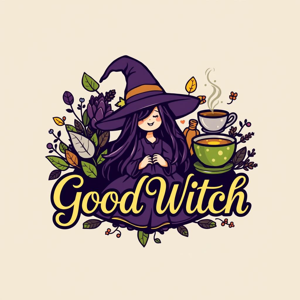A whimsical and enchanting logo for a tea company named 'Good Witch'