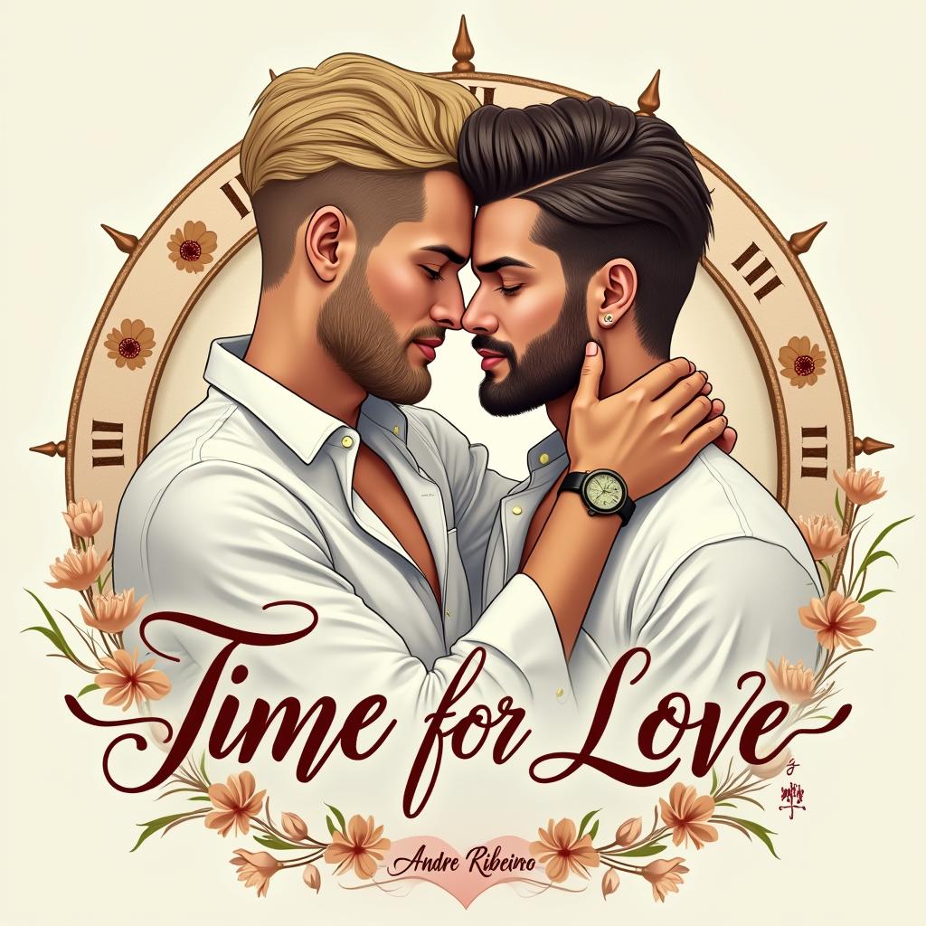 A captivating book cover illustration titled 'Time for Love'
