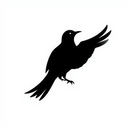 Vector logo of a bird silhouette in black, featuring its body facing forward and its head turned to the side