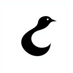Vector logo of a bird silhouette in black, featuring its body facing forward and its head turned to the side