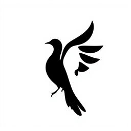 Vector logo of a bird silhouette in black, featuring its body facing forward and its head turned to the side