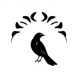 Vector logo of a bird silhouette in black, featuring its body facing forward and its head turned to the side
