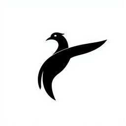 A sleek vector logo of a bird silhouette in black, featuring its body facing forward while the head is elegantly turned to the side