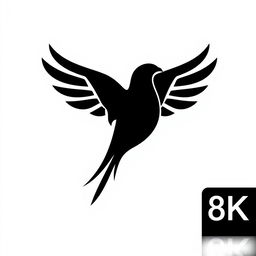 A sleek vector logo of a bird silhouette in black, featuring its body facing forward while the head is elegantly turned to the side