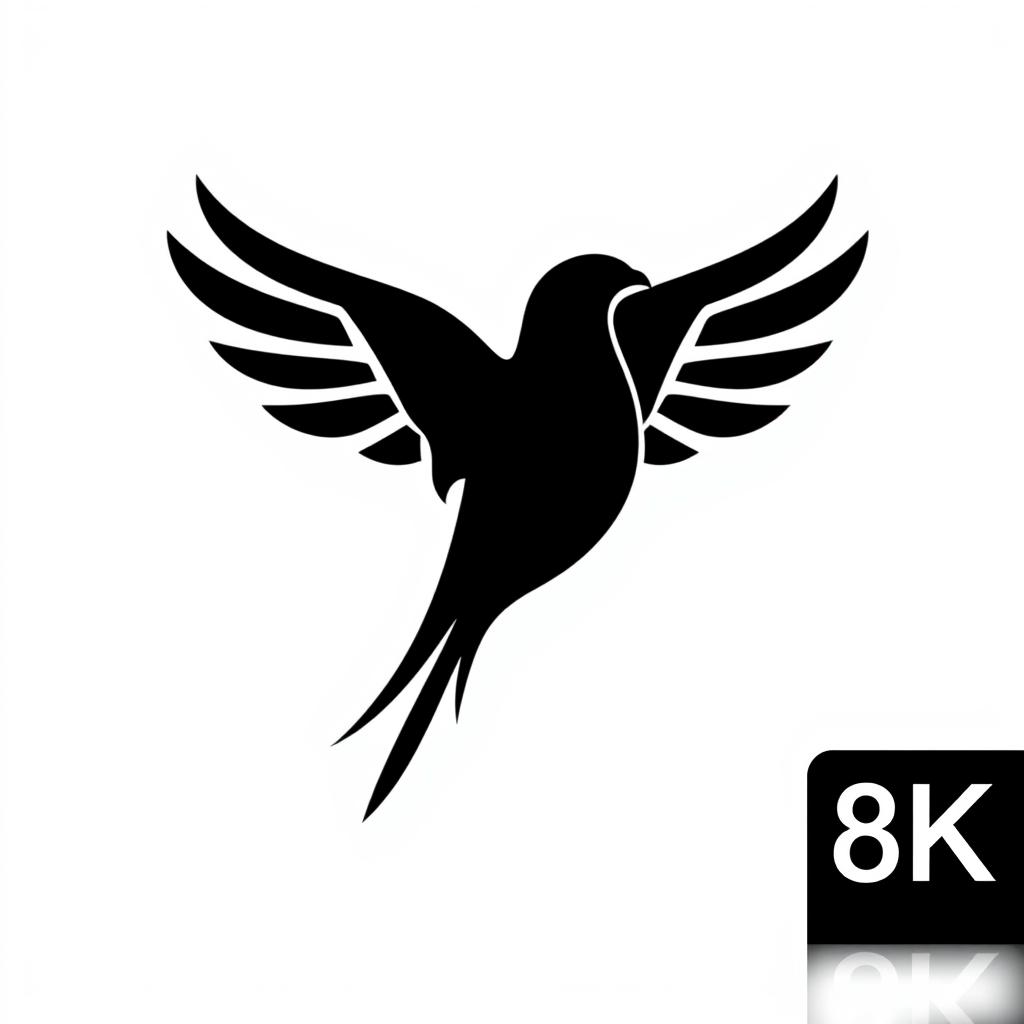 A sleek vector logo of a bird silhouette in black, featuring its body facing forward while the head is elegantly turned to the side