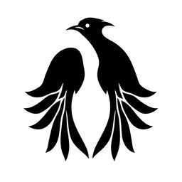 A sleek vector logo of a bird silhouette in black, featuring its body facing forward while the head is elegantly turned to the side