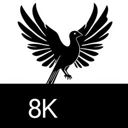 A sleek vector logo of a bird silhouette in black, featuring its body facing forward while the head is elegantly turned to the side