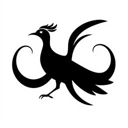 A vector logo design featuring a black silhouette of a bird with its body facing forward and its head turned to the side