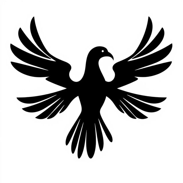 A vector logo design featuring a black silhouette of a bird with its body facing forward and its head turned to the side