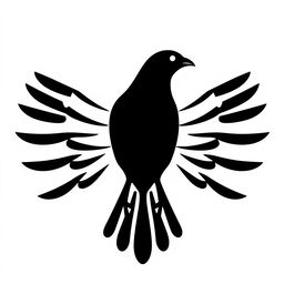A vector logo of a bird with a sleek black silhouette, the body facing forward while the head is elegantly turned to the side