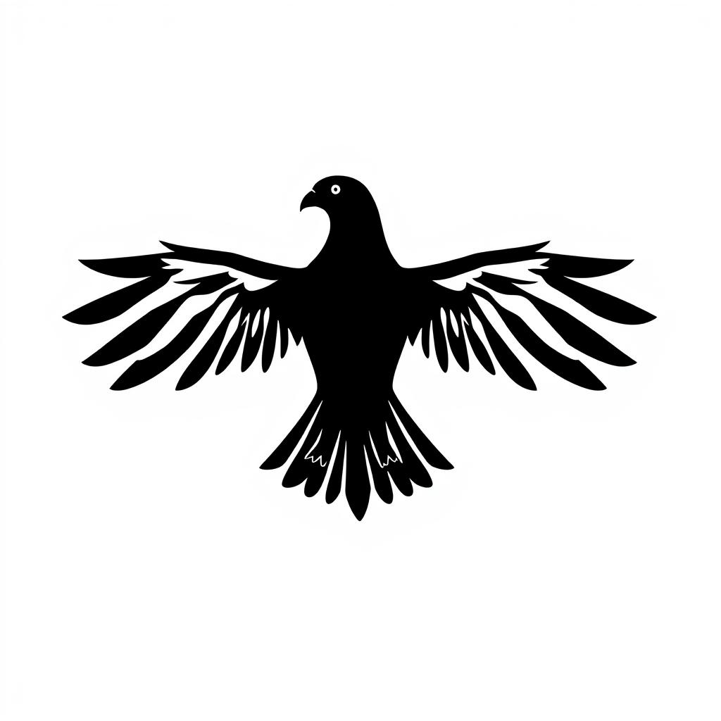 A vector logo of a bird with a sleek black silhouette, the body facing forward while the head is elegantly turned to the side