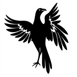 A vector logo of a bird with a sleek black silhouette, the body facing forward while the head is elegantly turned to the side