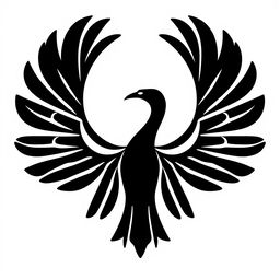A vector logo of a bird with a sleek black silhouette, the body facing forward while the head is elegantly turned to the side