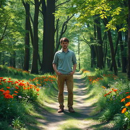 An introspective scene featuring a person depicted as an obstacle in a tranquil landscape