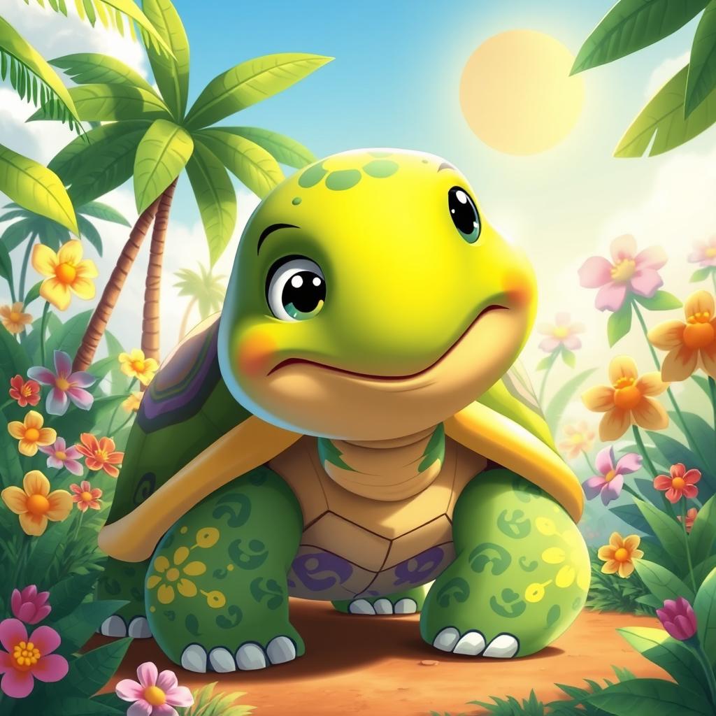 A giant turtle named Atlas, illustrated in a whimsical cartoon style