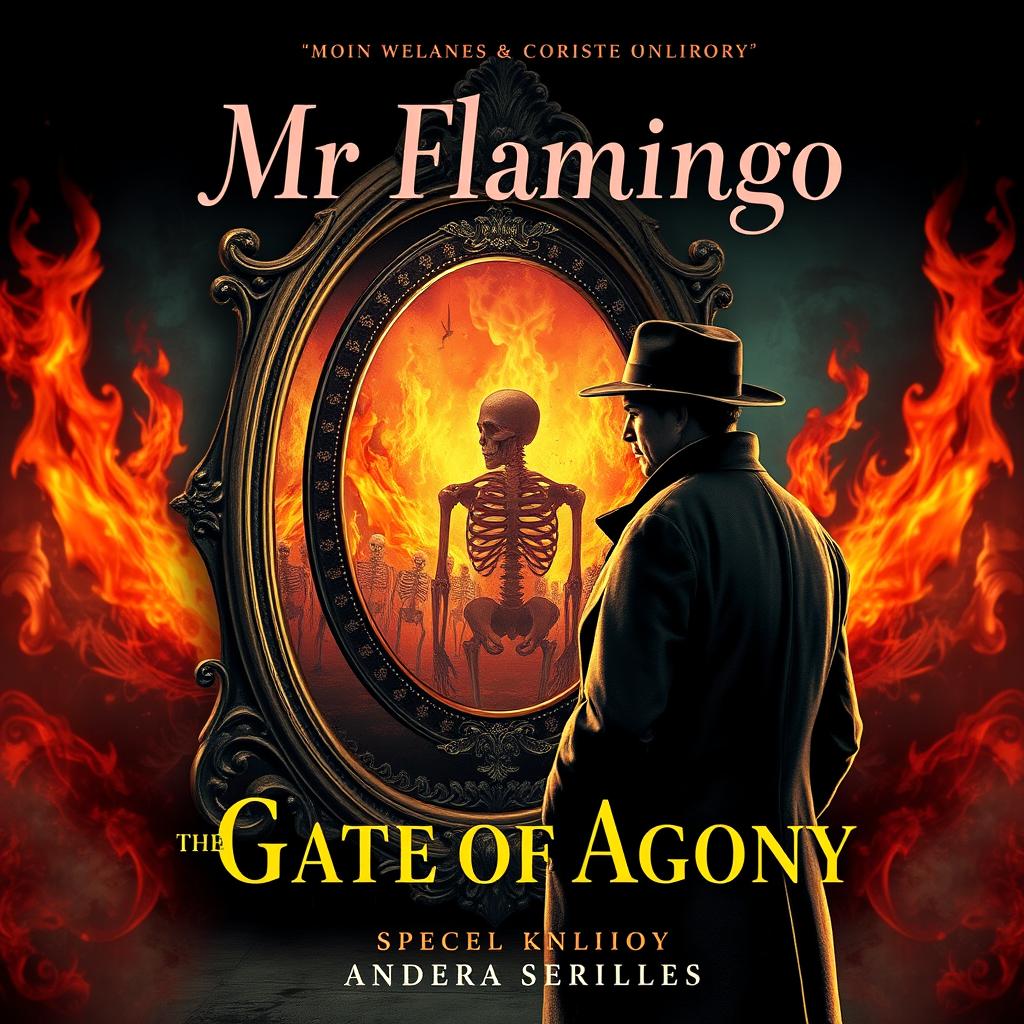 An eye-catching book cover for 'Mr Flamingo and the Gate of Agony'