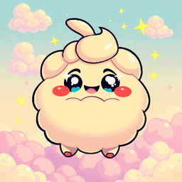 A vibrant puff character in pixel art style, featuring bright colors and exaggerated facial expressions