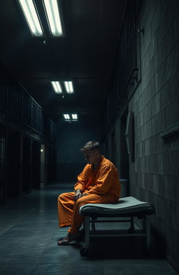 A dramatic and tense scene set inside a prison