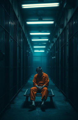A dramatic and tense scene set inside a prison