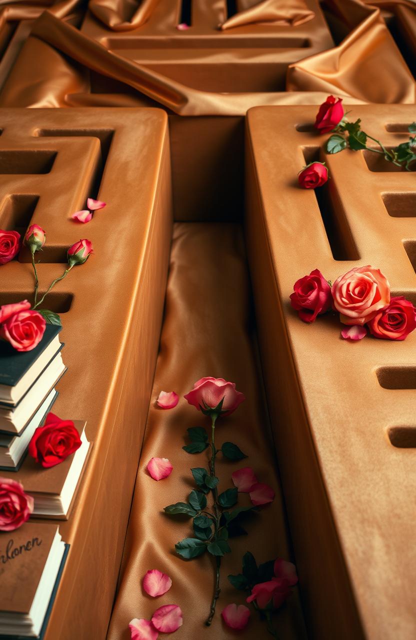 A romantic lovers' labyrinth, featuring a soft brown silky background that creates a warm and inviting atmosphere