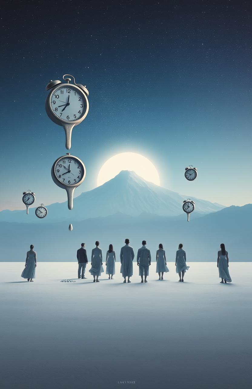 A conceptual artwork that depicts the theme of timelessness and the end of anticipation