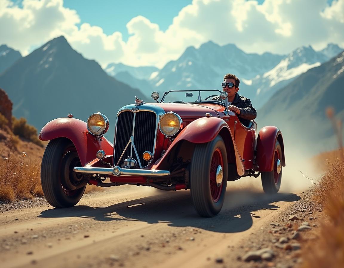 1930s Rally Car on the Move