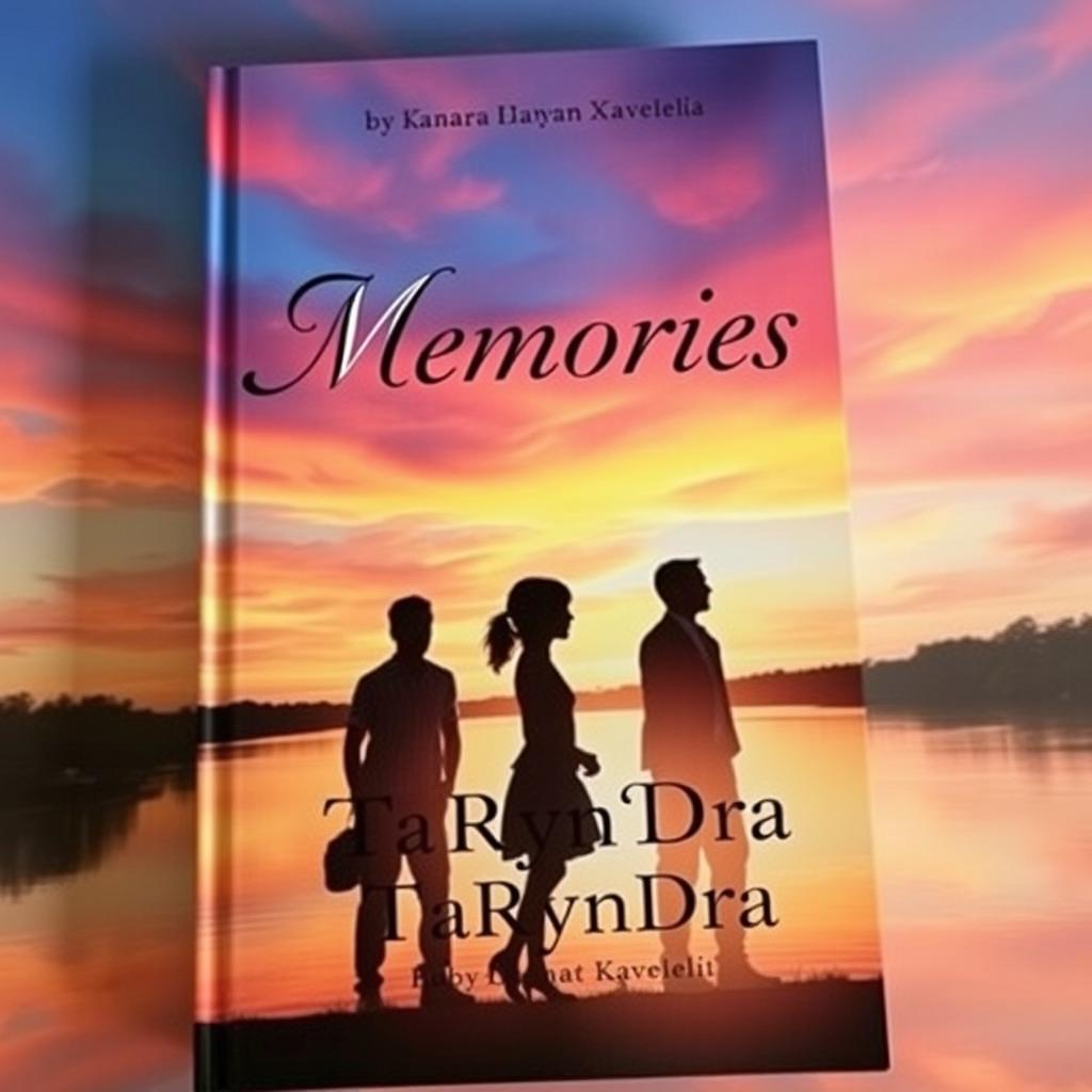 A beautiful book cover showcasing a tranquil river during sunset, with stunning shades of orange, pink, and purple illuminating the sky and reflecting off the water